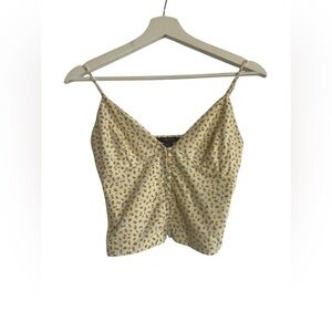 Forever 21 White cute Crop Top with yellow flowers Size Medium